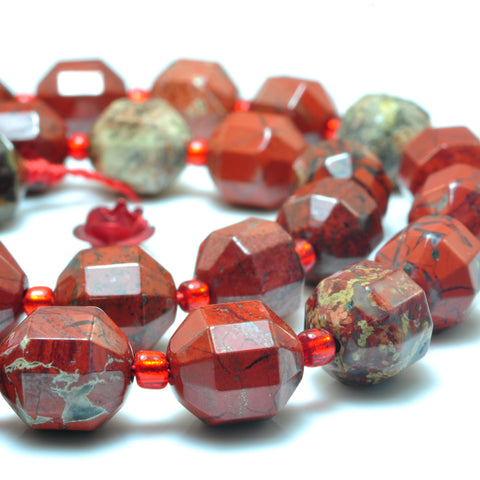 YesBeads Natural Red Brecciated Jasper faceted double terminated point beads wholesale gemstone jewelry 15"
