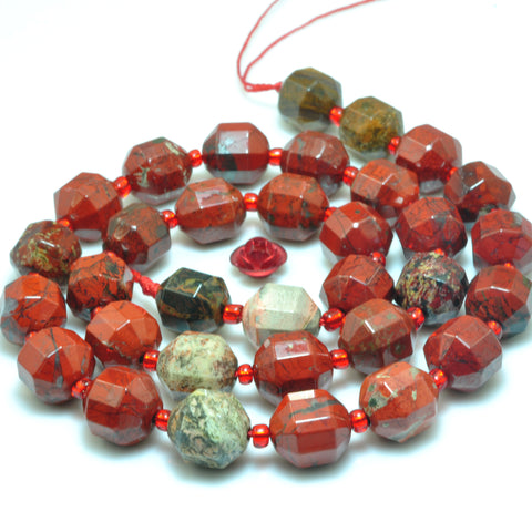 YesBeads Natural Red Brecciated Jasper faceted double terminated point beads wholesale gemstone jewelry 15"