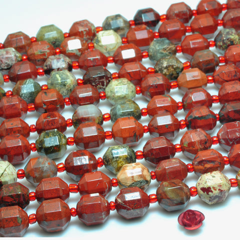 YesBeads Natural Red Brecciated Jasper faceted double terminated point beads wholesale gemstone jewelry 15"