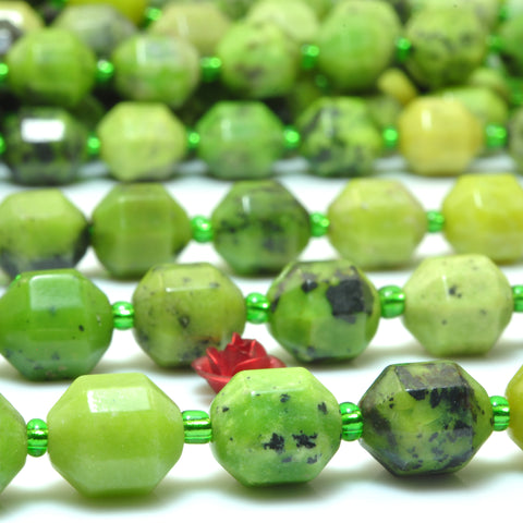 YesBeads Natural Green Chrysoprase Australian Jade faceted double terminated point beads wholesale gemstone jewelry 15"
