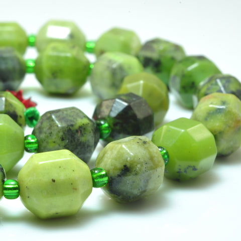 YesBeads Natural Green Chrysoprase Australian Jade faceted double terminated point beads wholesale gemstone jewelry 15"