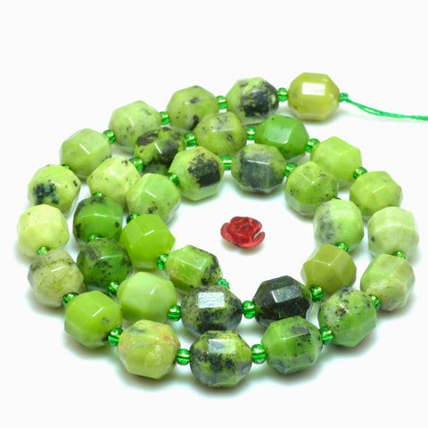 YesBeads Natural Green Chrysoprase Australian Jade faceted double terminated point beads wholesale gemstone jewelry 15"