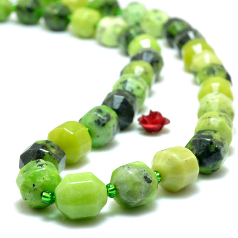 YesBeads Natural Green Chrysoprase Australian Jade faceted double terminated point beads wholesale gemstone jewelry 15"