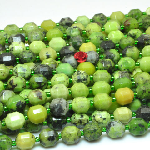 YesBeads Natural Green Chrysoprase Australian Jade faceted double terminated point beads wholesale gemstone jewelry 15"