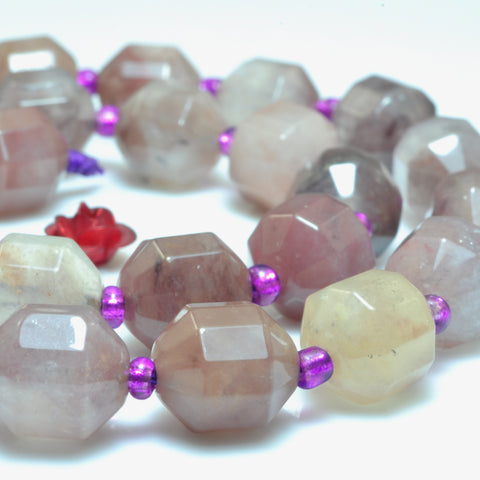 YesBeads Natural Raspberry quartz faceted double terminated point beads wholesale mix gemstone jewelry making 15"