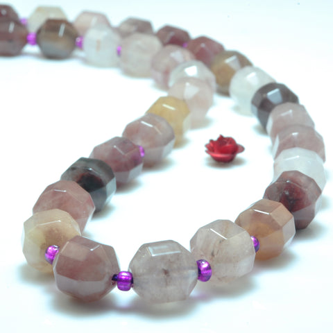 YesBeads Natural Raspberry quartz faceted double terminated point beads wholesale mix gemstone jewelry making 15"