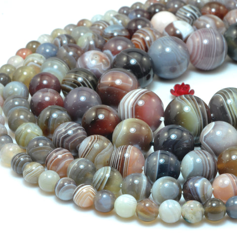 Natural Brown Botswana Agate smooth round loose beads gemstones wholesale jewelry making bracelet necklace diy