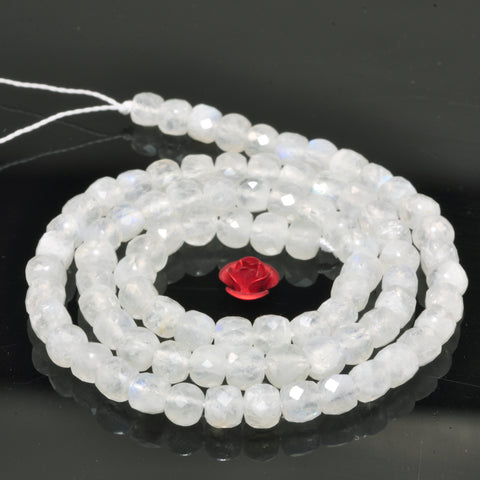 Natural Rainbow Moonstone faceted cube beads wholesale gemstones jewelry making 4mm15"