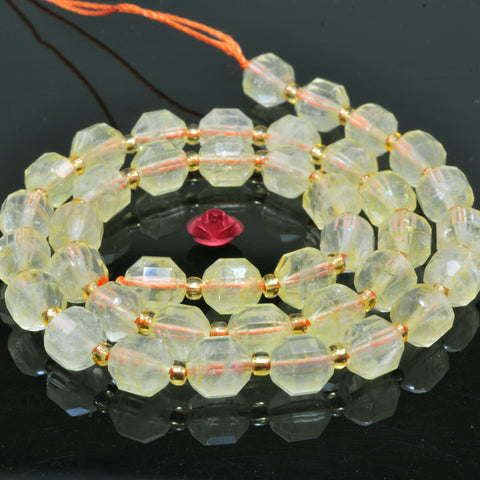 YesBeads Natural Yellow Citrine crystal faceted double terminated point beads wholesale gemstone jewelry 15"