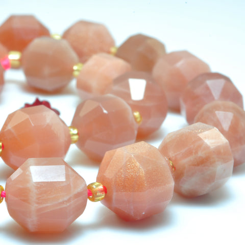 YesBeads Natural Sunstone faceted double terminated point beads wholesale gemstone jewelry 15"