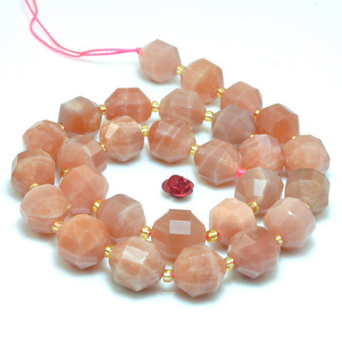 YesBeads Natural Sunstone faceted double terminated point beads wholesale gemstone jewelry 15"