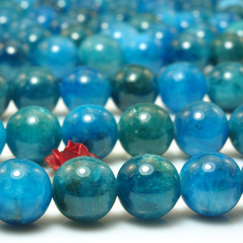 YesBeads Natural Blue Apatite smooth round loose beads gemstones wholesale jewelry making 15"