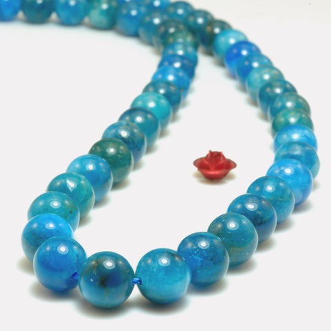 YesBeads Natural Blue Apatite smooth round loose beads gemstones wholesale jewelry making 15"