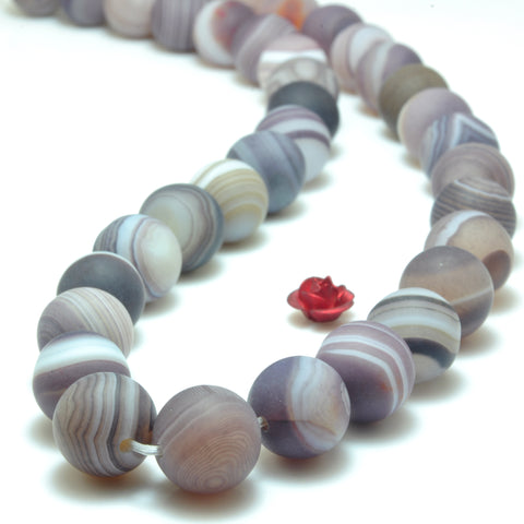 Natural Banded Agate matte round loose beads purple brown agate gemstone wholesale jewelry bracelet necklace diy