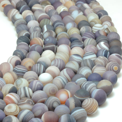 Natural Banded Agate matte round loose beads purple brown agate gemstone wholesale jewelry bracelet necklace diy