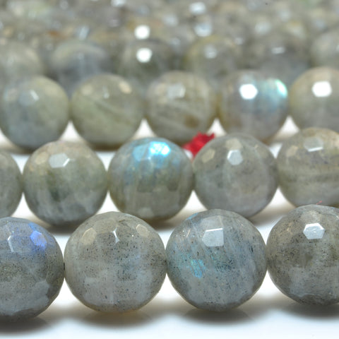 YesBeads Natural Labradorite faceted round loose beads wholesale gemstone jewelry 12mm 15"