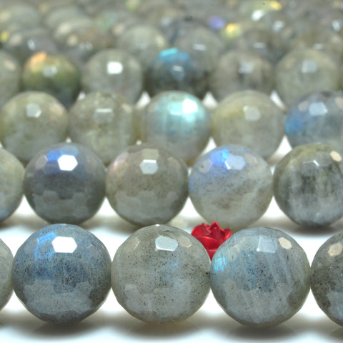 YesBeads Natural Labradorite faceted round loose beads wholesale gemstone jewelry 12mm 15"