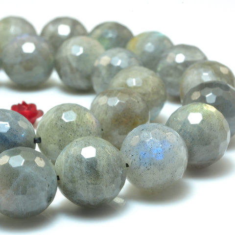 YesBeads Natural Labradorite faceted round loose beads wholesale gemstone jewelry 12mm 15"