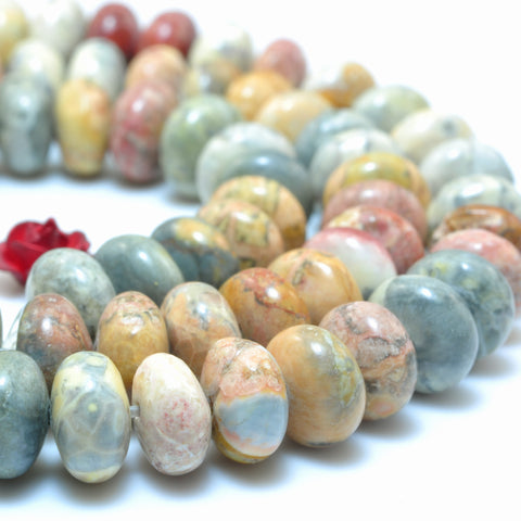 YesBeads Natural Sky eye Jasper smooht rondelle loose beads wholesale gemstone handmake jewelry 15"
