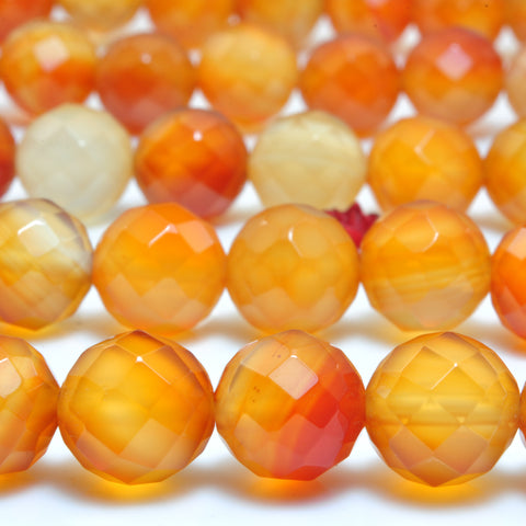YesBeads Natural Rainbow Agate orange red faceted round beads wholesale gemstone jewelry
