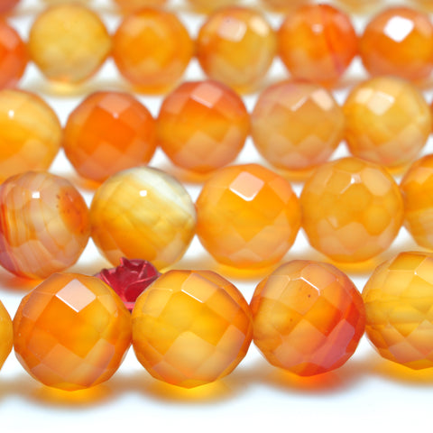 YesBeads Natural Rainbow Agate orange red faceted round beads wholesale gemstone jewelry