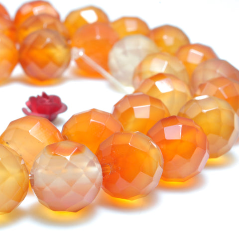 YesBeads Natural Rainbow Agate orange red faceted round beads wholesale gemstone jewelry