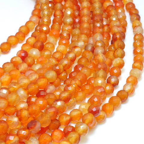 YesBeads Natural Rainbow Agate orange red faceted round beads wholesale gemstone jewelry