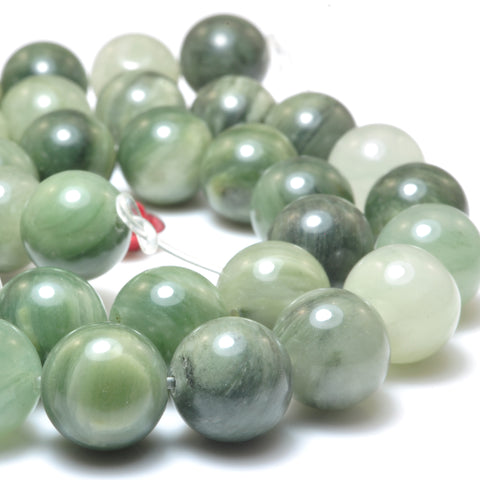YesBeads Natural Green Line Quartz smooth round loose beads wholesale gemstone jewelry 15"