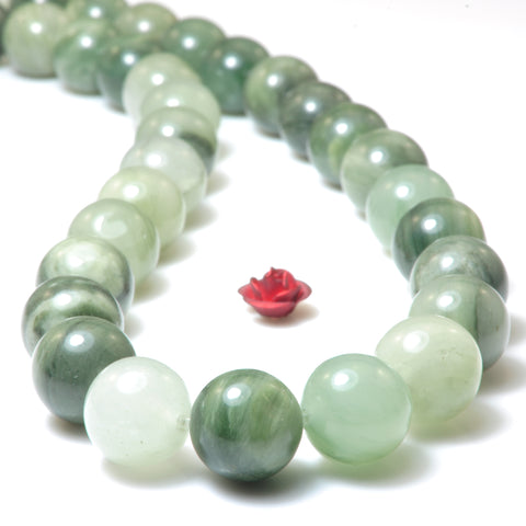 YesBeads Natural Green Line Quartz smooth round loose beads wholesale gemstone jewelry 15"