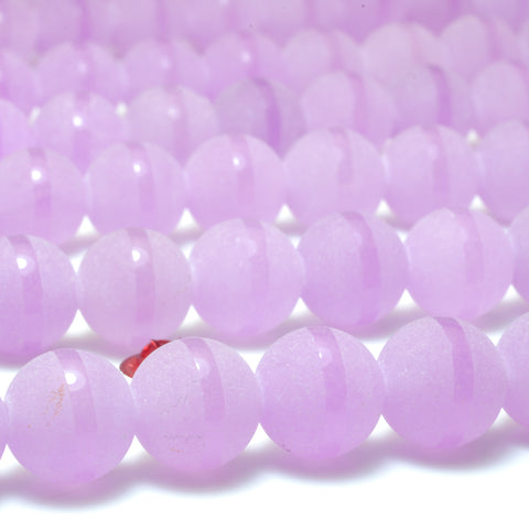 YesBeads Purple Jade Oneline matte round beads wholesale gemstone jewelry making 15"