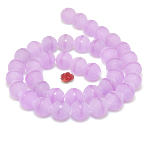 YesBeads Purple Jade Oneline matte round beads wholesale gemstone jewelry making 15"