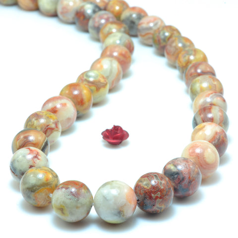 Natural Mexican Red Crazy Lace Agate smooth round beads gemstone wholesale jewelry making diy bracelet necklace