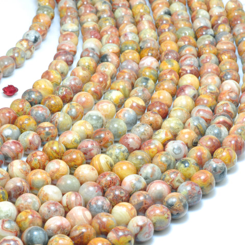 Natural Mexican Red Crazy Lace Agate smooth round beads gemstone wholesale jewelry making diy bracelet necklace