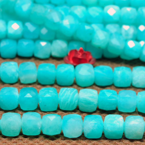 Natural Amazonite gemstone faceted cube beads wholesale jewelry making diy bracelet necklace