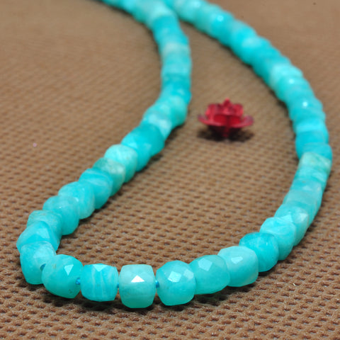 Natural Amazonite gemstone faceted cube beads wholesale jewelry making diy bracelet necklace