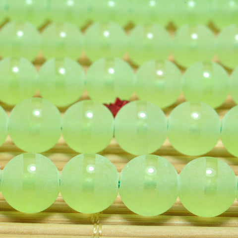 YesBeads Greeb Jade Oneline matte round loose beads gemstone wholesale jewelry 15"