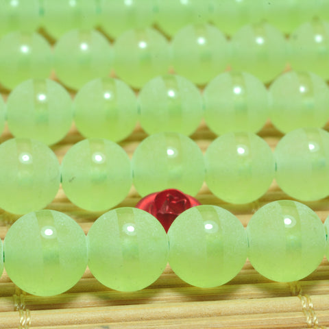 YesBeads Greeb Jade Oneline matte round loose beads gemstone wholesale jewelry 15"