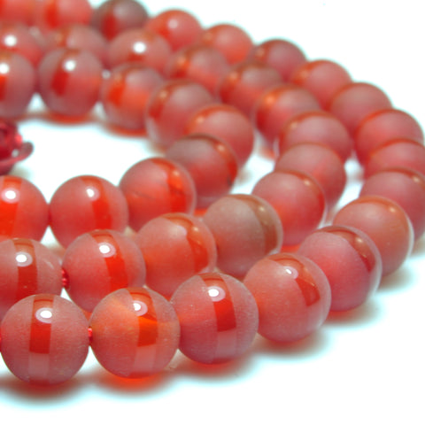 YesBeads Red Jade Oneline matte round beads wholesale gemstone jewelry making 15"