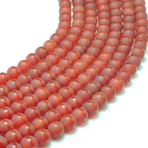 YesBeads Red Jade Oneline matte round beads wholesale gemstone jewelry making 15"