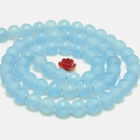 YesBeads Blue Jade OneLine matte round beads wholesale gemstone jewelry making 15"