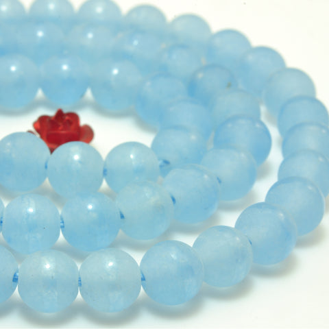 YesBeads Blue Jade OneLine matte round beads wholesale gemstone jewelry making 15"