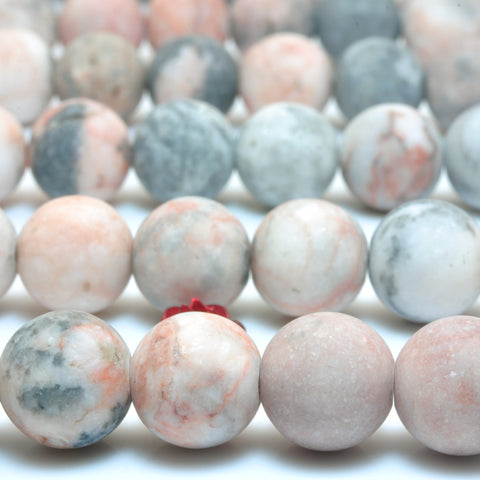 Natural Pink Zebra Jasper matte round loose beads wholesale gemstone jewelry making 15"