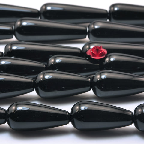 Black Onyx smooth teardrop beads wholesale gemstone jewelry making bracelet necklace diy