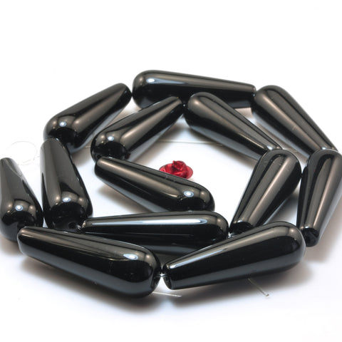 Black Onyx smooth teardrop beads wholesale gemstone jewelry making bracelet necklace diy