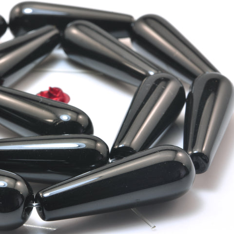 Black Onyx smooth teardrop beads wholesale gemstone jewelry making bracelet necklace diy