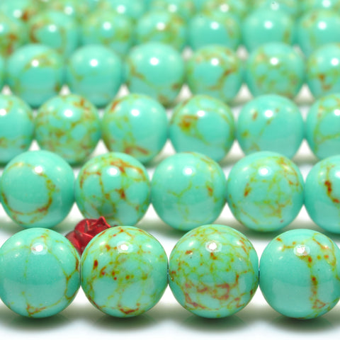 Green Turquoise smooth round Synthetic beads wholesale gemstone jewelry making bracelet diy stuff