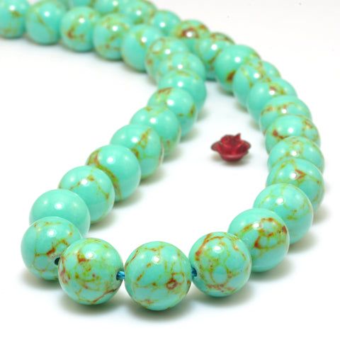 Green Turquoise smooth round Synthetic beads wholesale gemstone jewelry making bracelet diy stuff