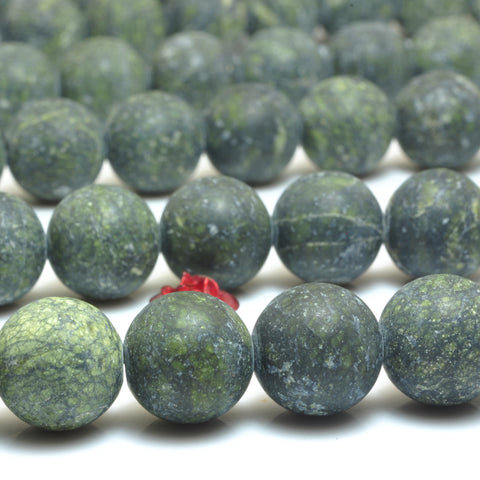 Natural Russian Serpentine Stone matte loose round beads wholesale gemstone jewelry making diy bracelet necklace