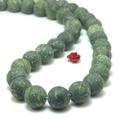 Natural Russian Serpentine Stone matte loose round beads wholesale gemstone jewelry making diy bracelet necklace