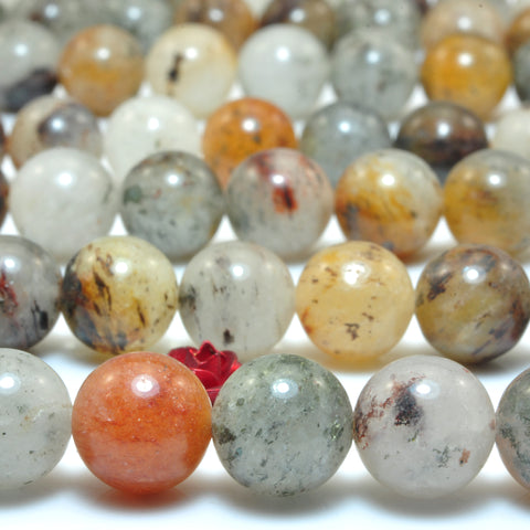 Natural Phantom Crystal smooth round beads wholesale gemstone jewelry making bracelet necklace diy